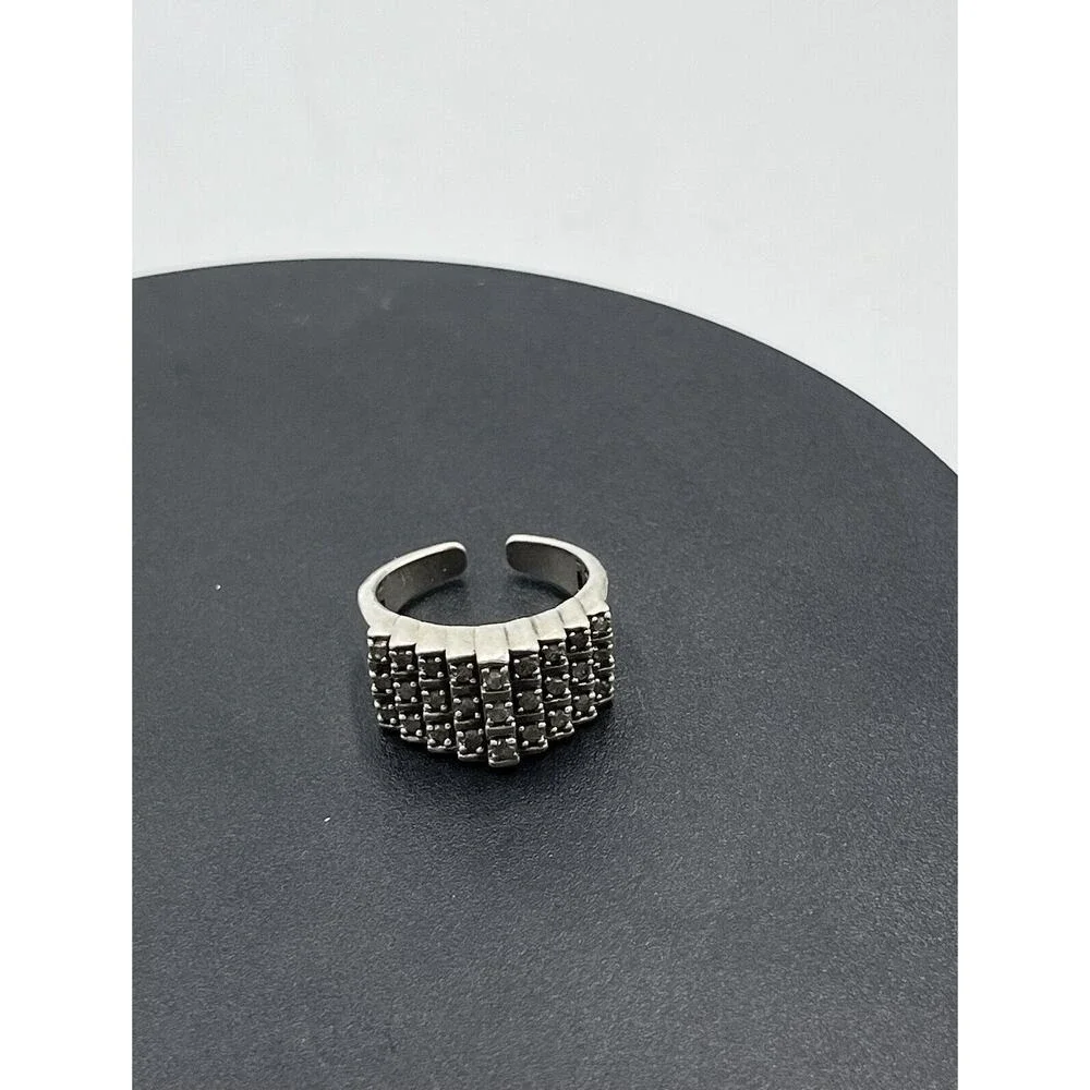 JWBR Sterling Silver & Diamond Tiered Cocktail Anniversary Open Back Ring Sz 8.5